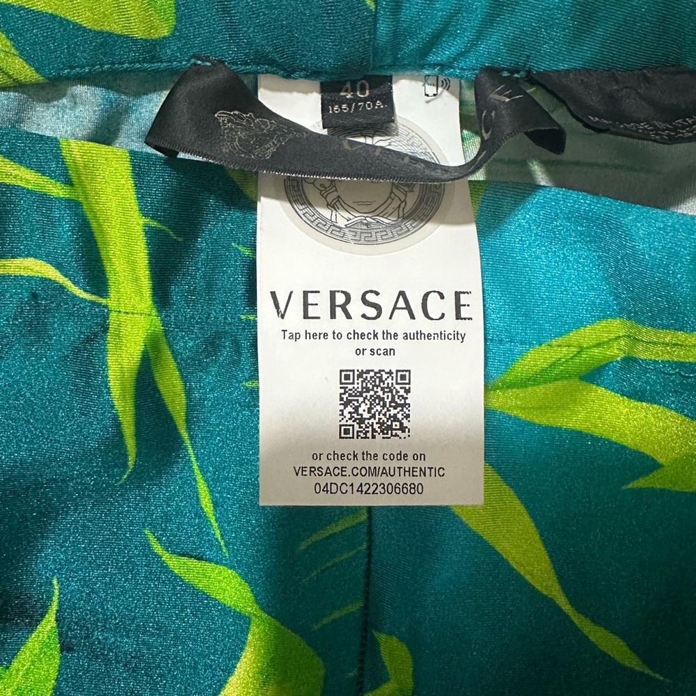 Versace Turquoise and Lime Patterned Fabric